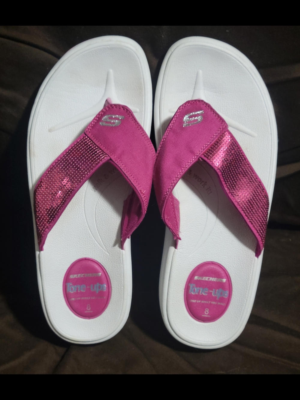 Skechers Women’s Pink Tone-Up Foam Flip Flops